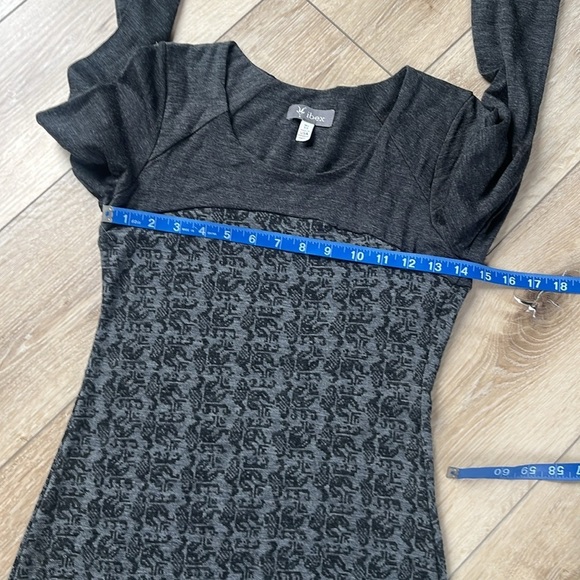 Ibex Wool Dress Juliet Providence Printed Gray Long Sleeve - Picture 8 of 9